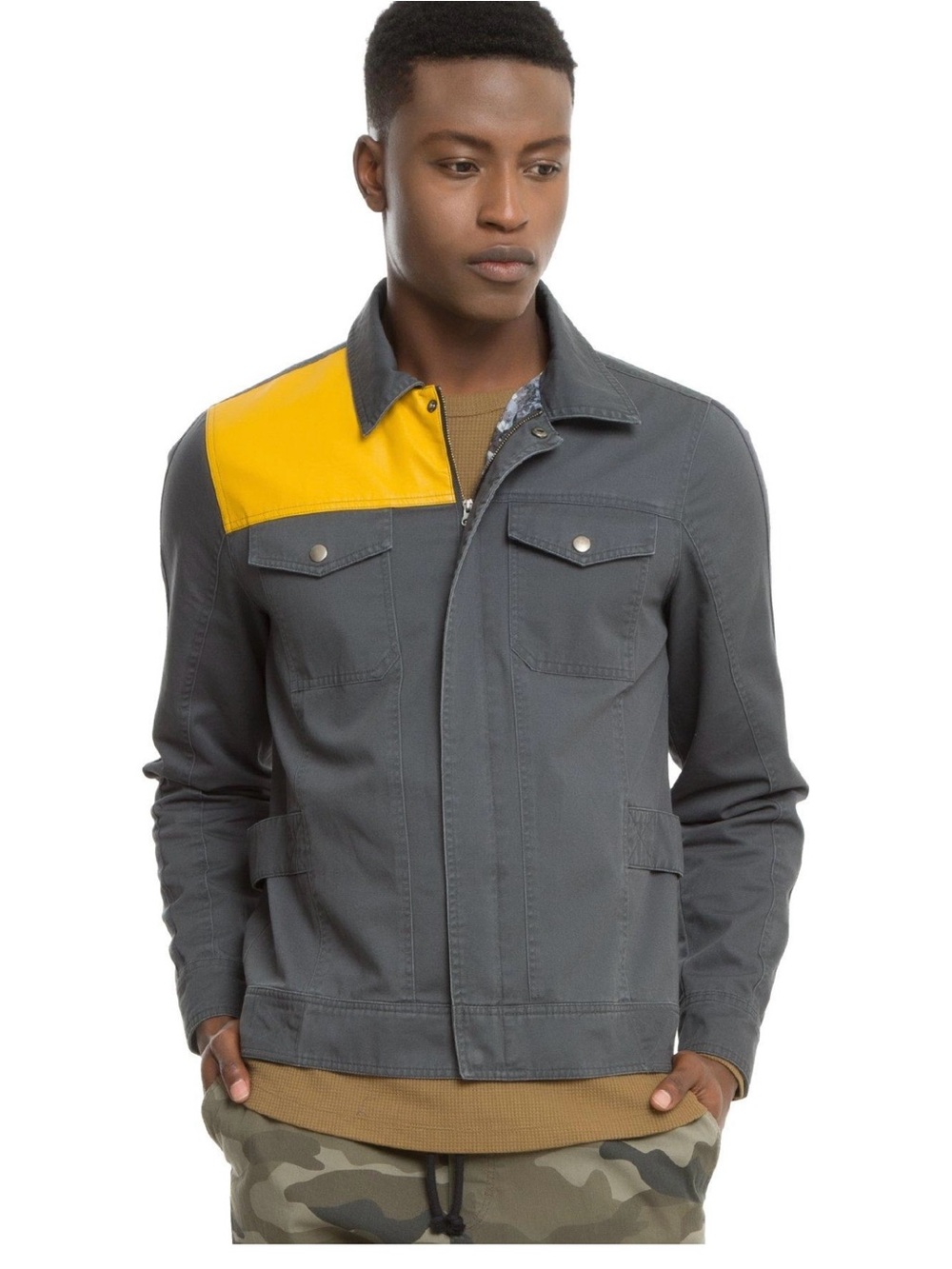 Star Wars Rouge Rebel Military Gray Jacket with Yellow Shoulder Panel